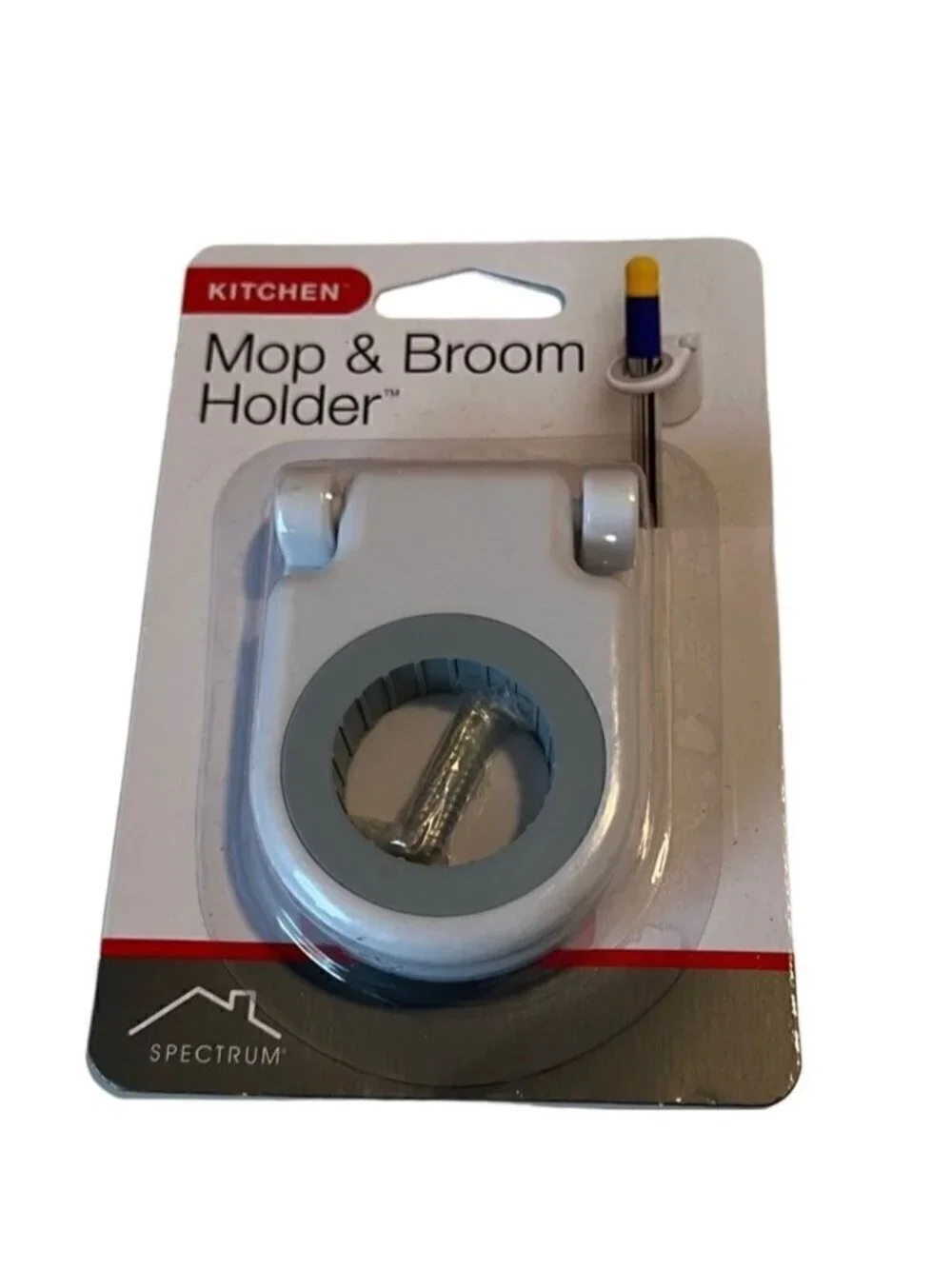 Spectrum Mop and Broom Holder Wall Mounted White Set of 2 New in Packaging